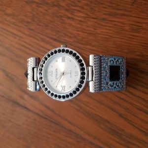Chico's Silver Tone Hinge Bangle Bracelet Watch